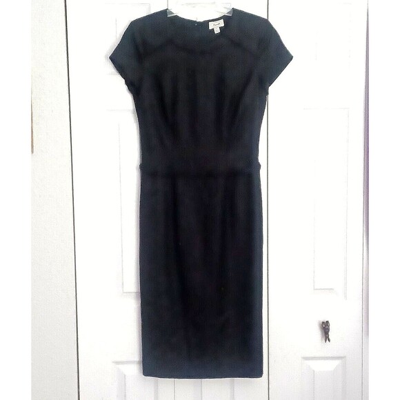 Faconnable Wool Black Sheath Dress Lined Croped Sleeve Size EU38 US 6 - Picture 1 of 15